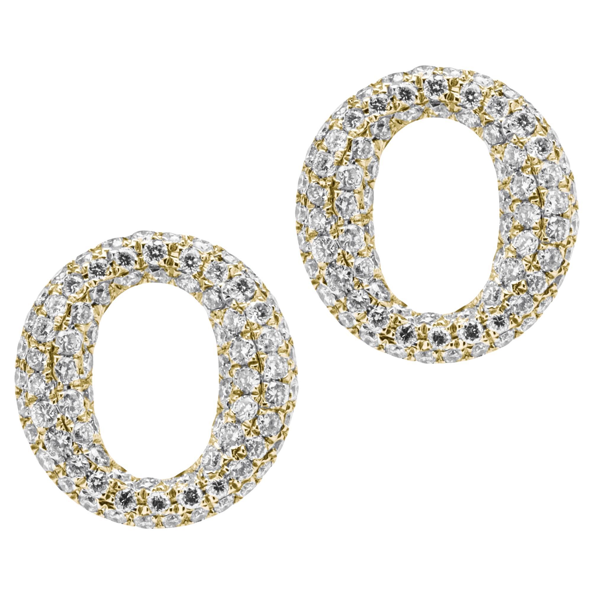 Alex Jona White Diamond 18 Karat Yellow Gold Stud Earrings