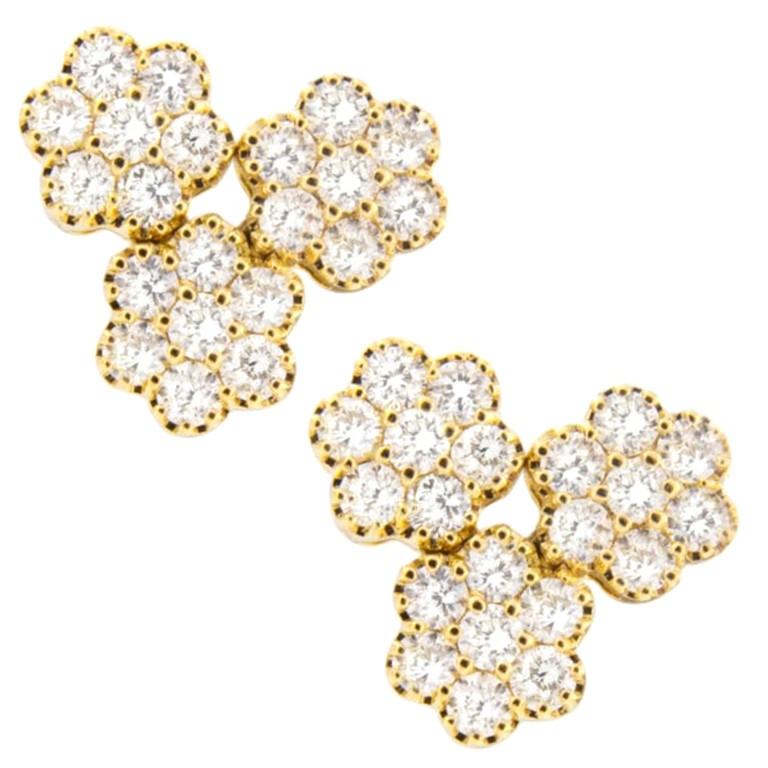 Alex Jona White Diamond 18 Karat Yellow Gold Stud Earrings