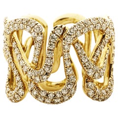 Alex Jona White Diamond 18 karat Yellow Gold Swirl Band Ring