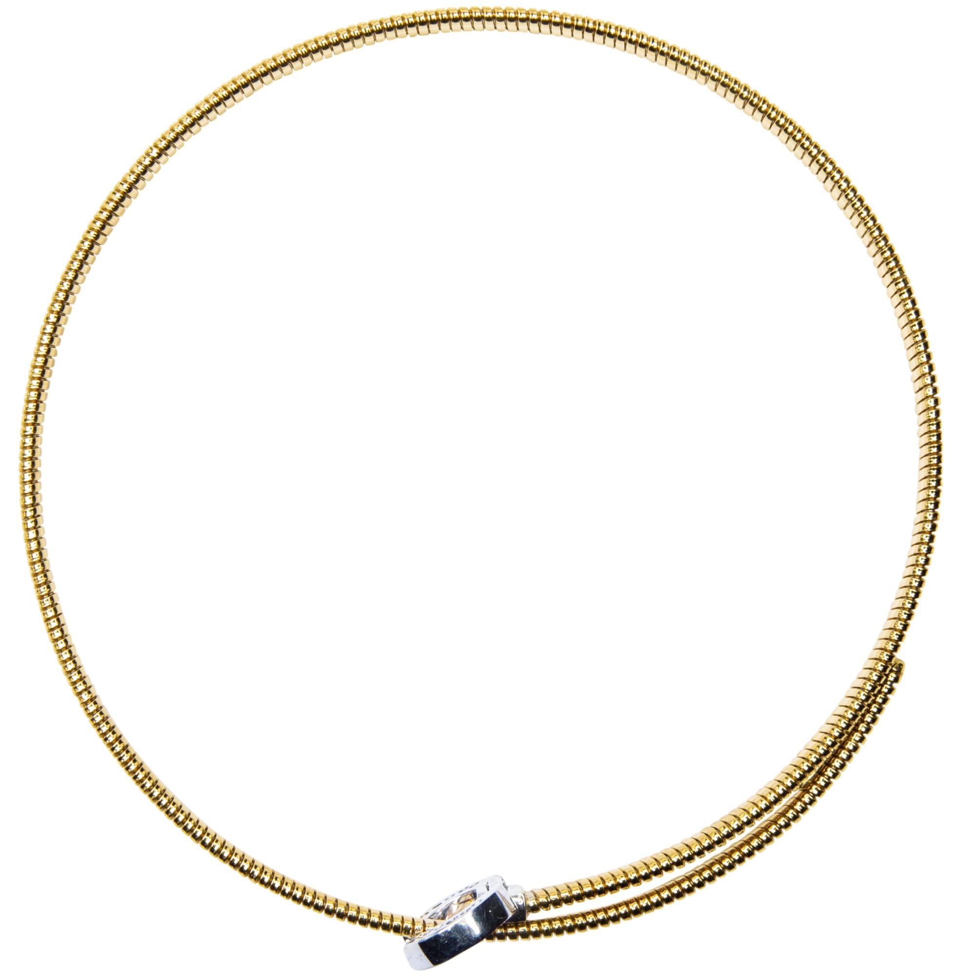 Women's Alex Jona White Diamond 18 Karat Yellow Gold Tubogas Belt Choker Necklace For Sale