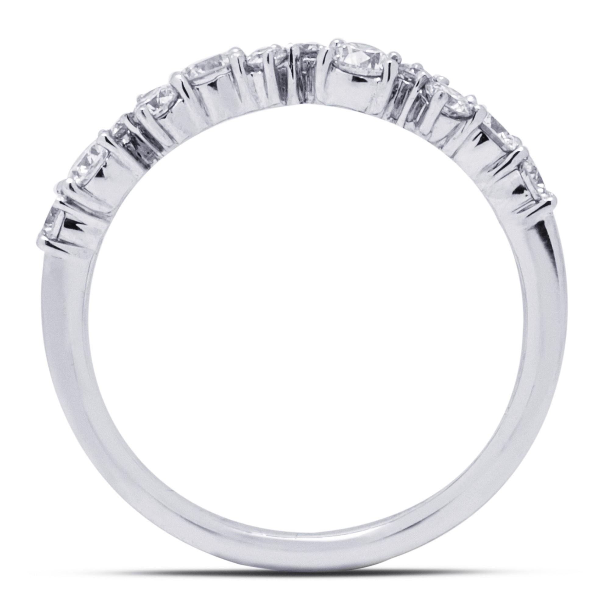 Mixed Cut Alex Jona White Diamond 18k White Gold Band Ring For Sale