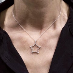 Alex Jona White Diamond 18k White Gold Star Pendant Necklace