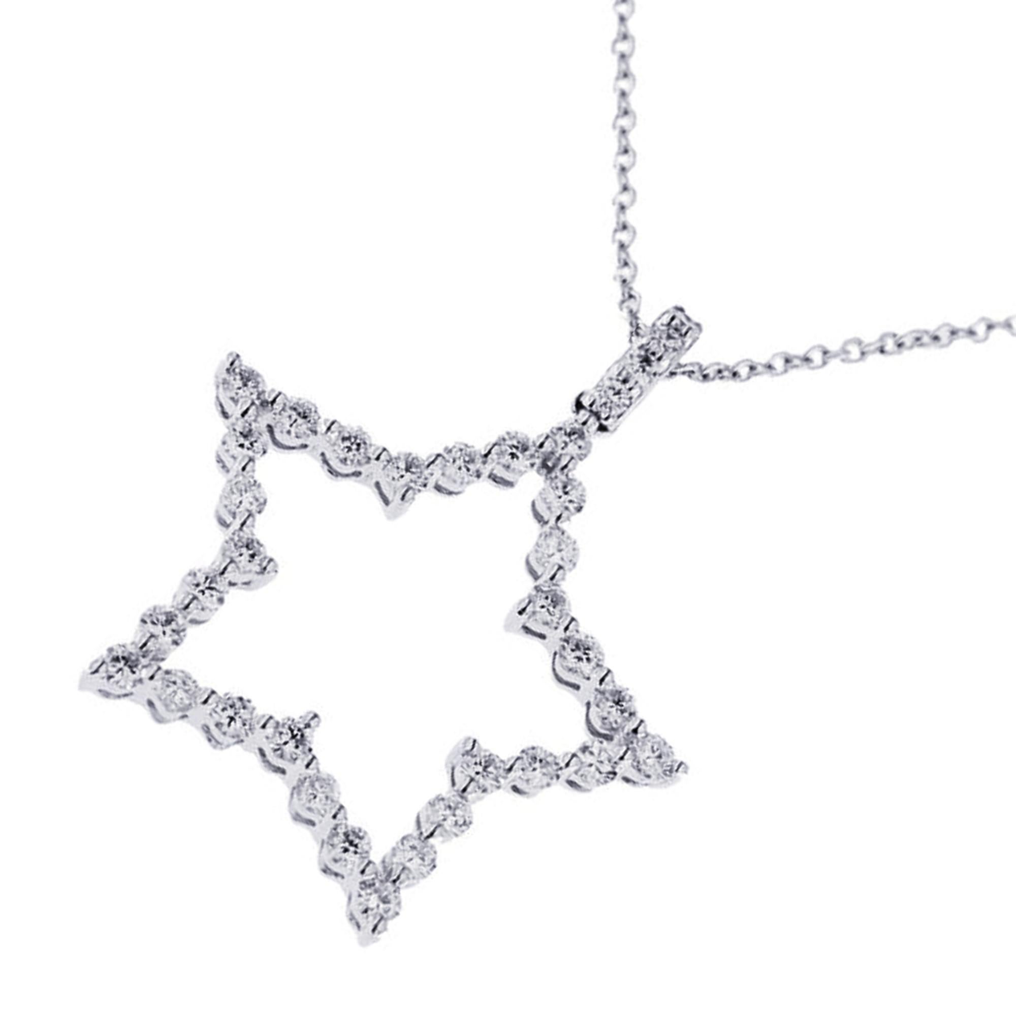 Alex Jona White Diamond 18k White Gold Star Pendant Necklace For Sale