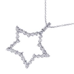 Alex Jona White Diamond 18k White Gold Star Pendant Necklace