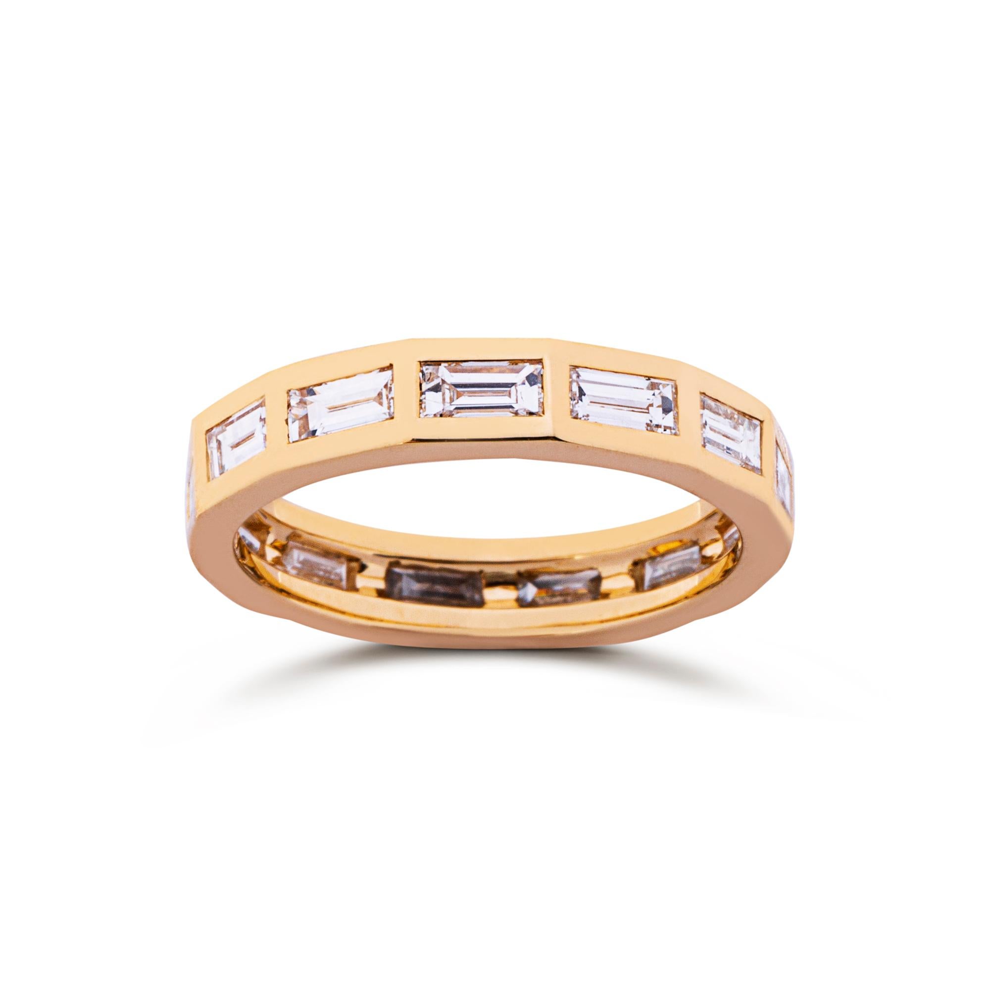 Alex Jona White Diamond Baguette 18 Karat Yellow Gold Eternity Band ...