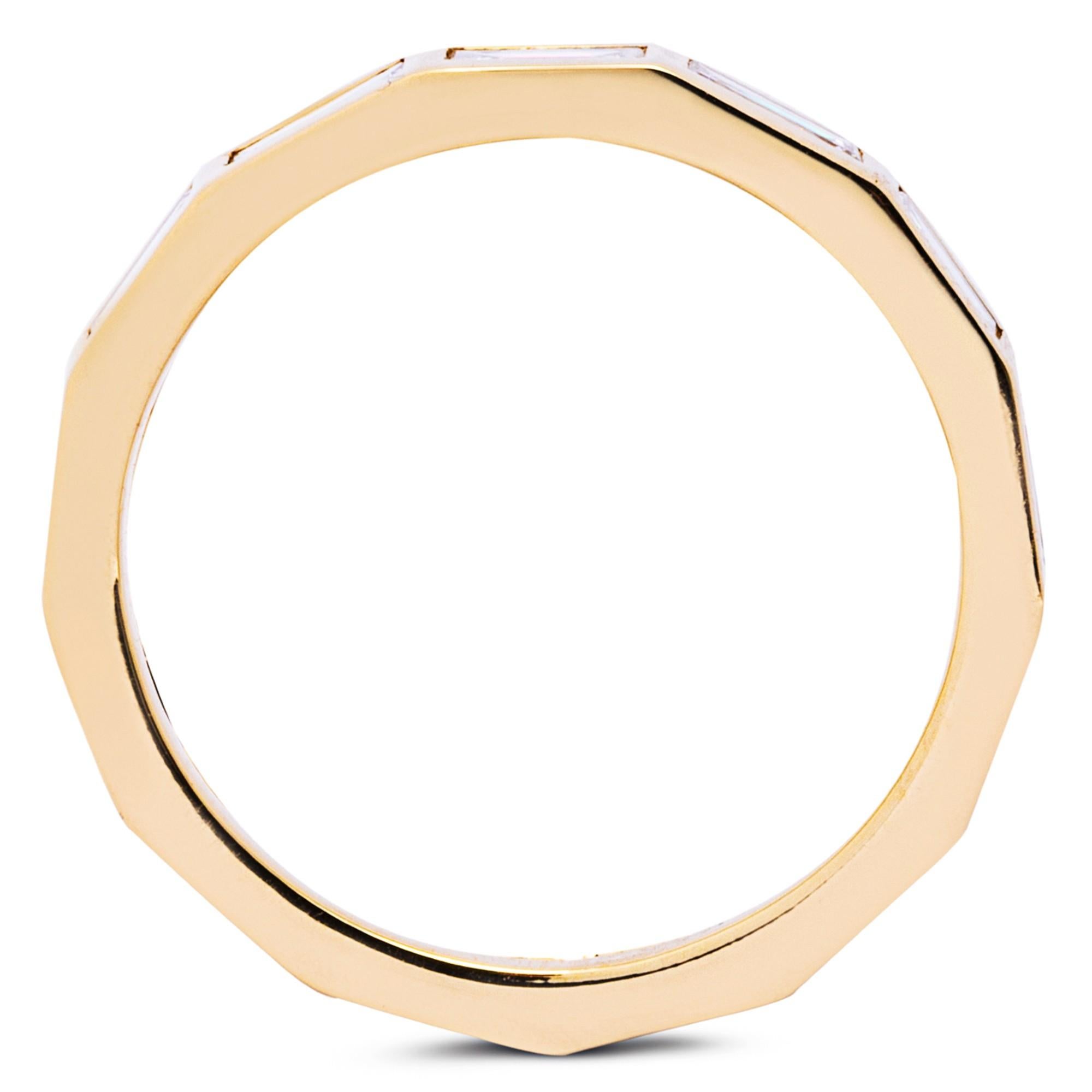 Baguette Cut Alex Jona White Diamond Baguette 18 Karat Yellow Gold Eternity Band Ring For Sale