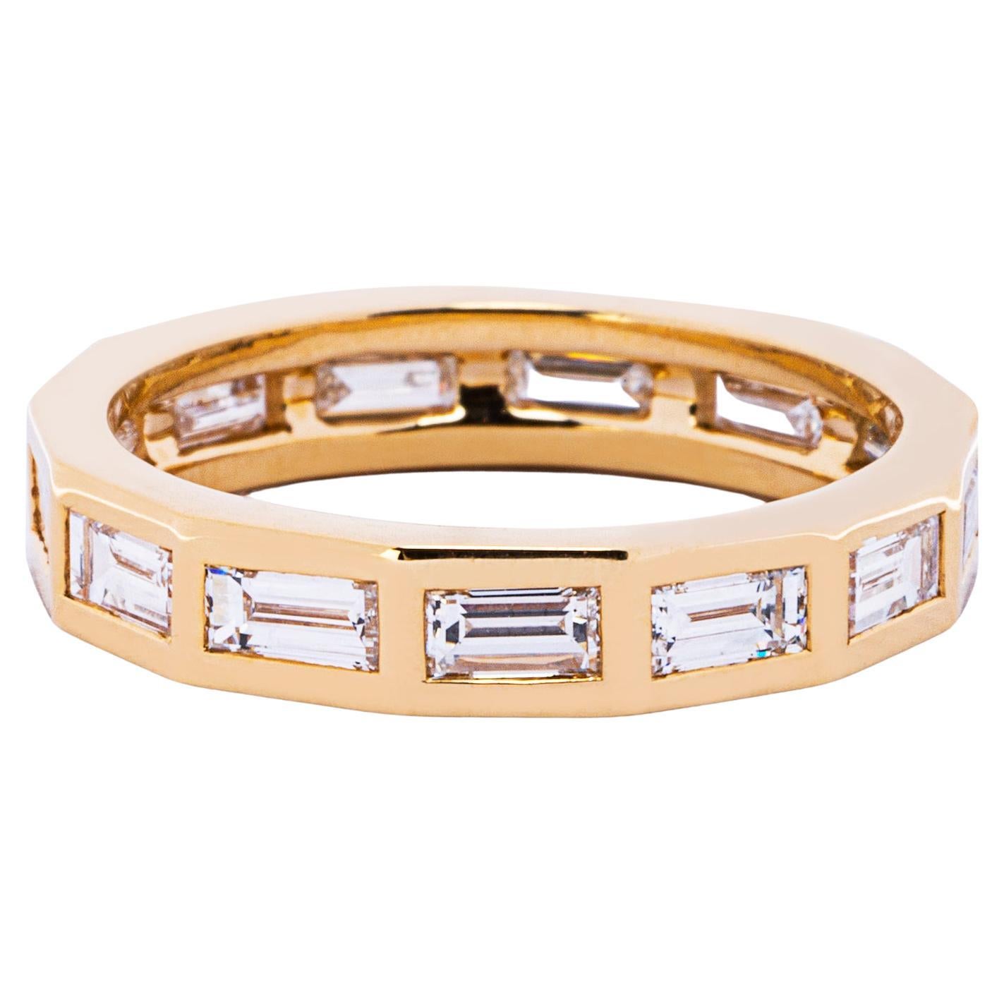 Alex Jona Eternity-Ring, Weißer Diamant Baguette-Diamant 18 Karat Gelbgold