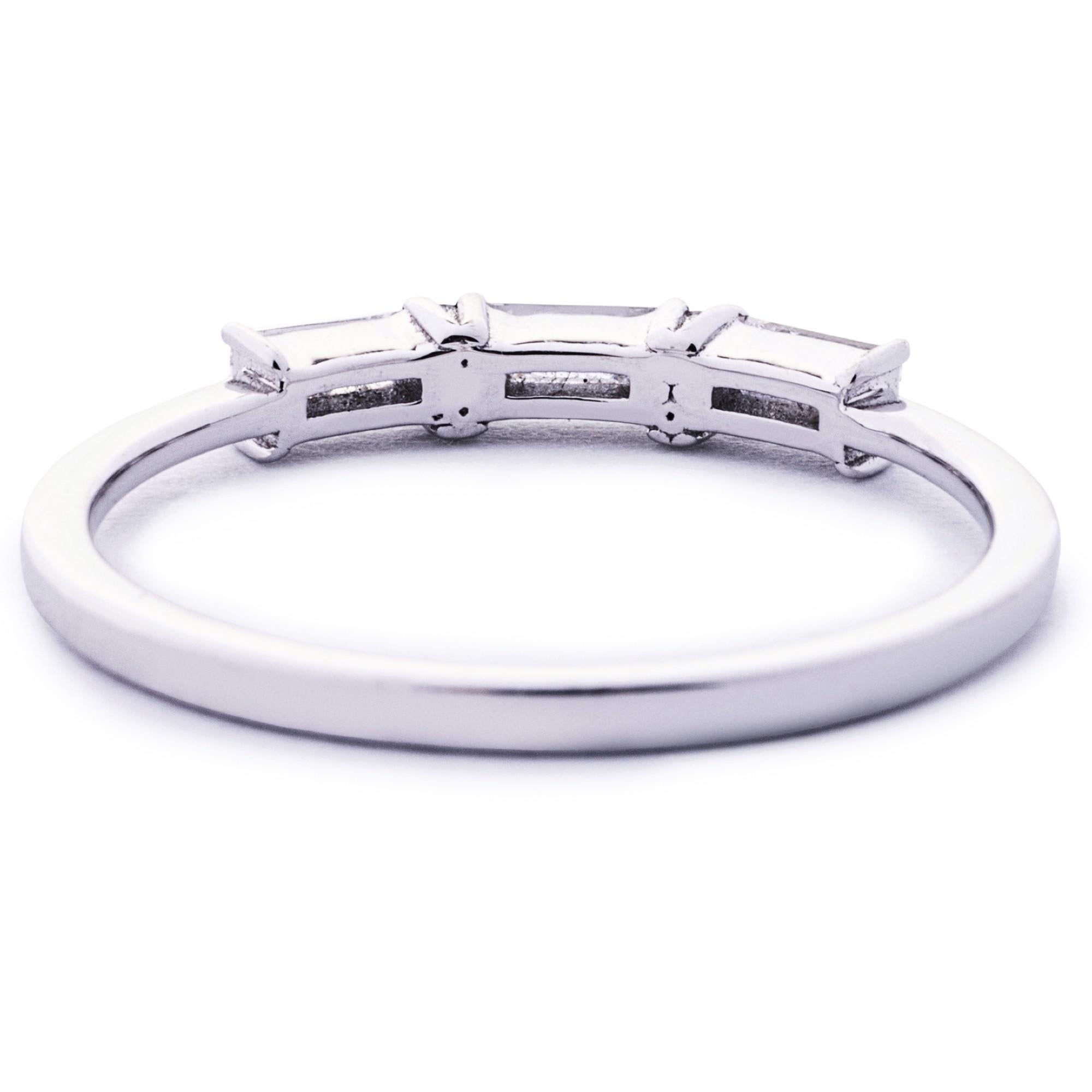 Alex Jona White Diamond Baguette Cut 18 Karat White Gold Ring For Sale 3