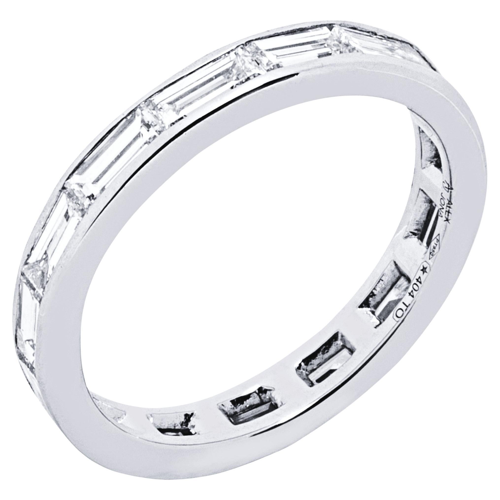 Alex Jona White Diamond Baguette Platinum Eternity Band Ring