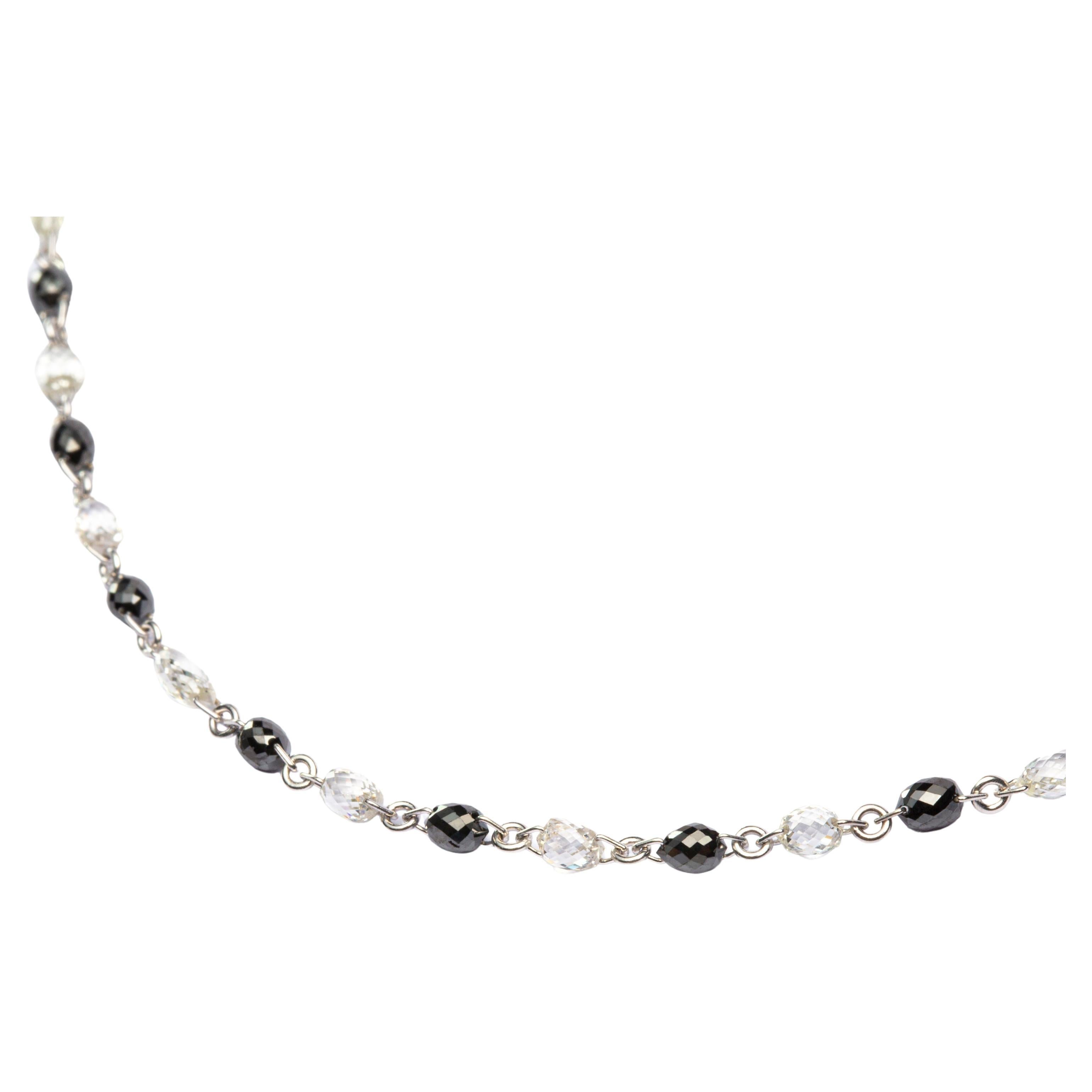 Alex Jona Collier en or blanc 18 carats avec diamants blancs et diamants noirs