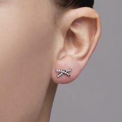 Alex Jona White Diamond Black Rhodium White Gold "X" Design Stud Earrings