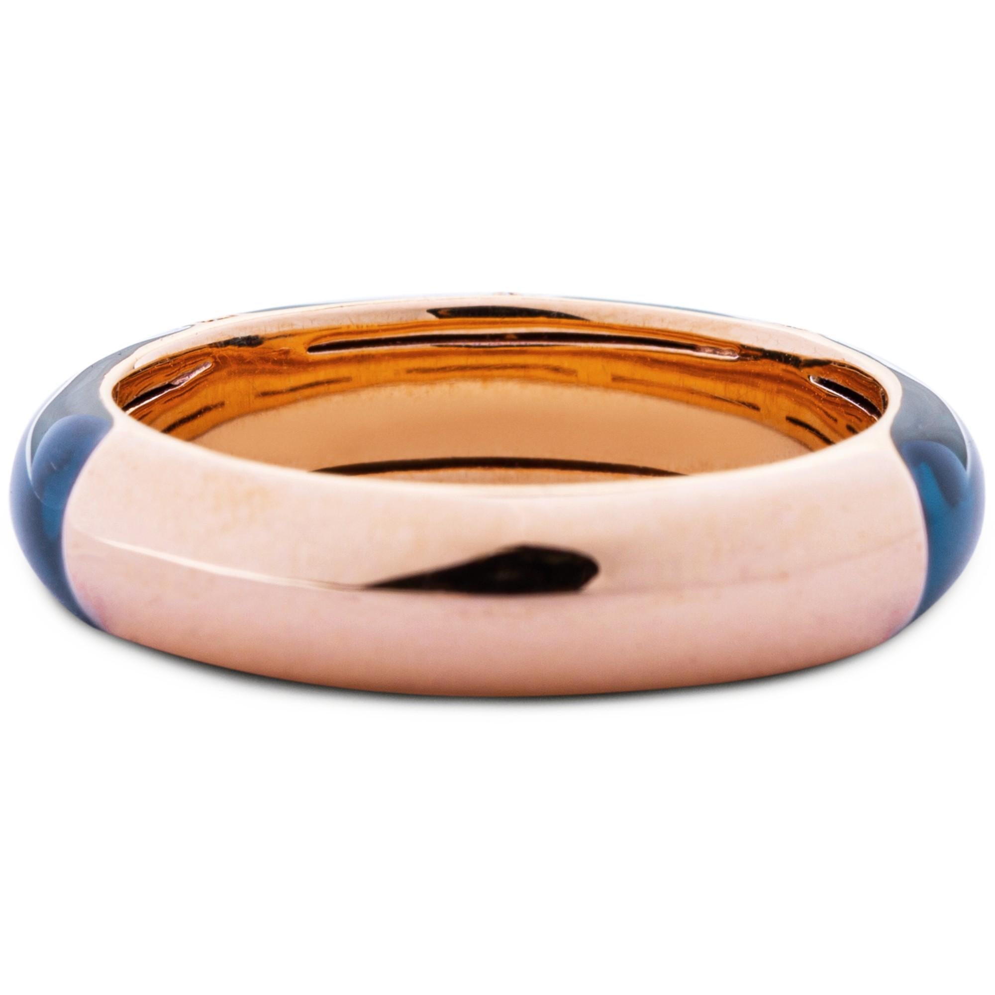 Women's Alex Jona White Diamond Blue Enamel 18 Karat Rose Gold Band Ring For Sale