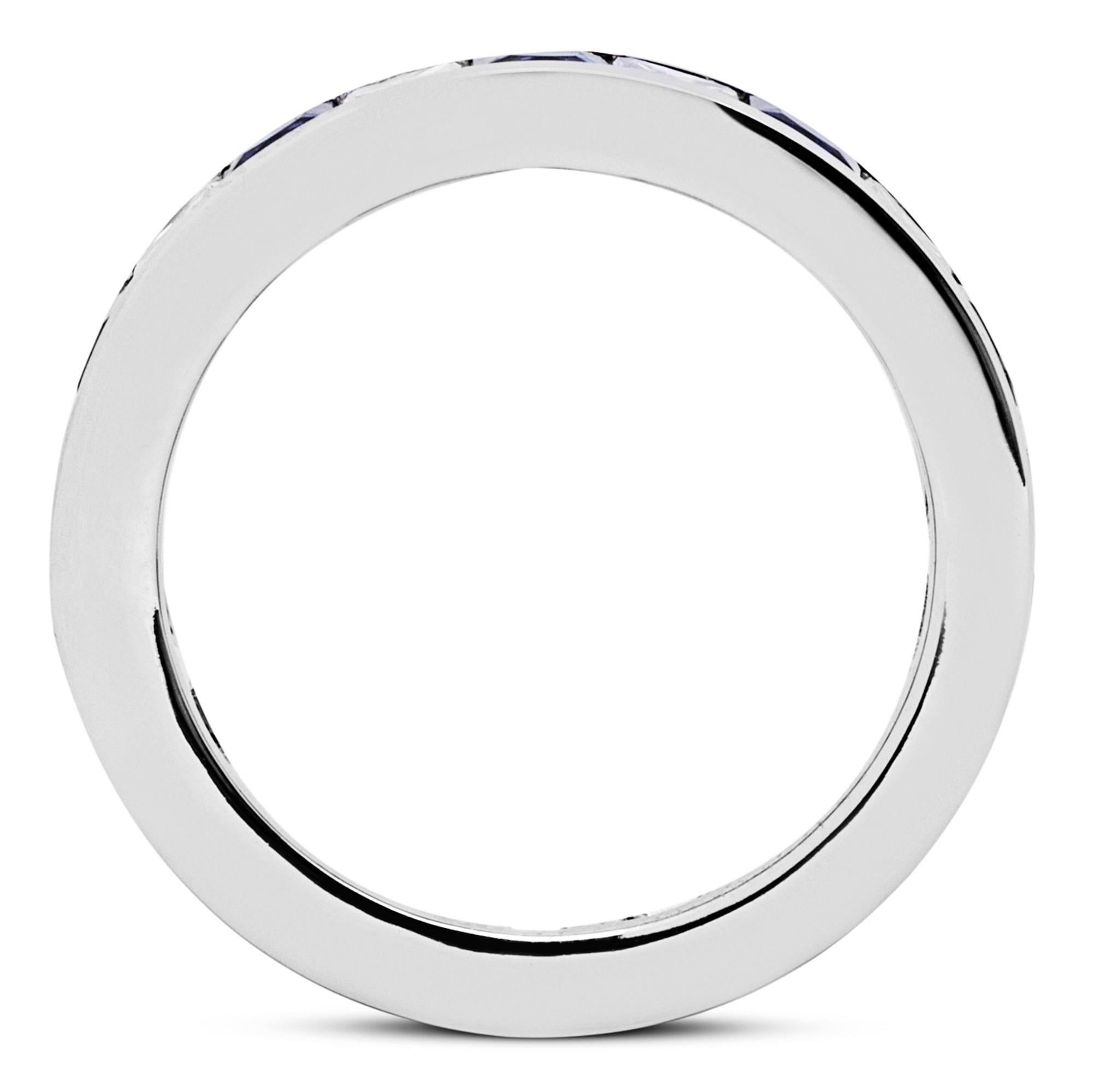 Alex Jona White Diamond Blue Sapphire 18 Karat White Gold Eternity Band Ring In New Condition For Sale In Lugano, CH