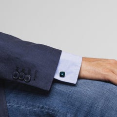 Alex Jona White Diamond Dark Enamel Sterling Silver Cufflinks