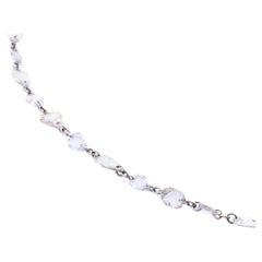 White Diamond Drop 18 Karat White Gold Thin Long Necklace