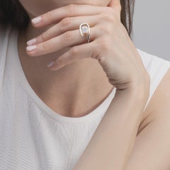 Alex Jona White Diamond Equestrian Horseshoe Nail 18 Karat White Gold Ring