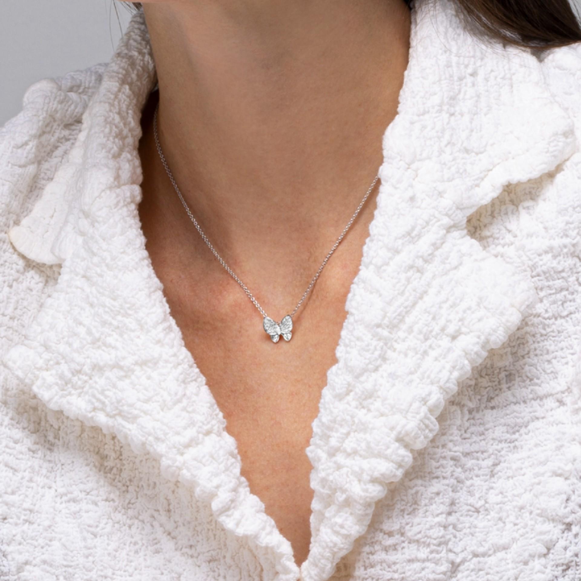 Women's Alex Jona White Diamond Gold Butterfly Pendant Necklace For Sale