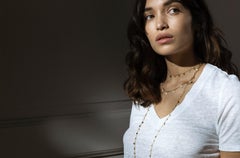 White Diamond Ivy Charm Yellow Gold Necklace