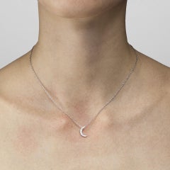 Alex Jona White Diamond Moon 18 Karat White Gold Pendant Necklace