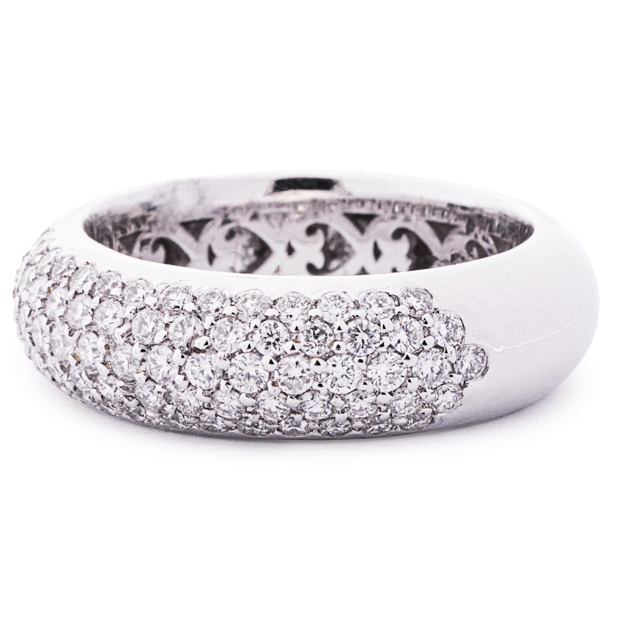 Alex Jona White Diamond Pavé 18 Karat White Gold Band Ring In New Condition For Sale In Torino, IT