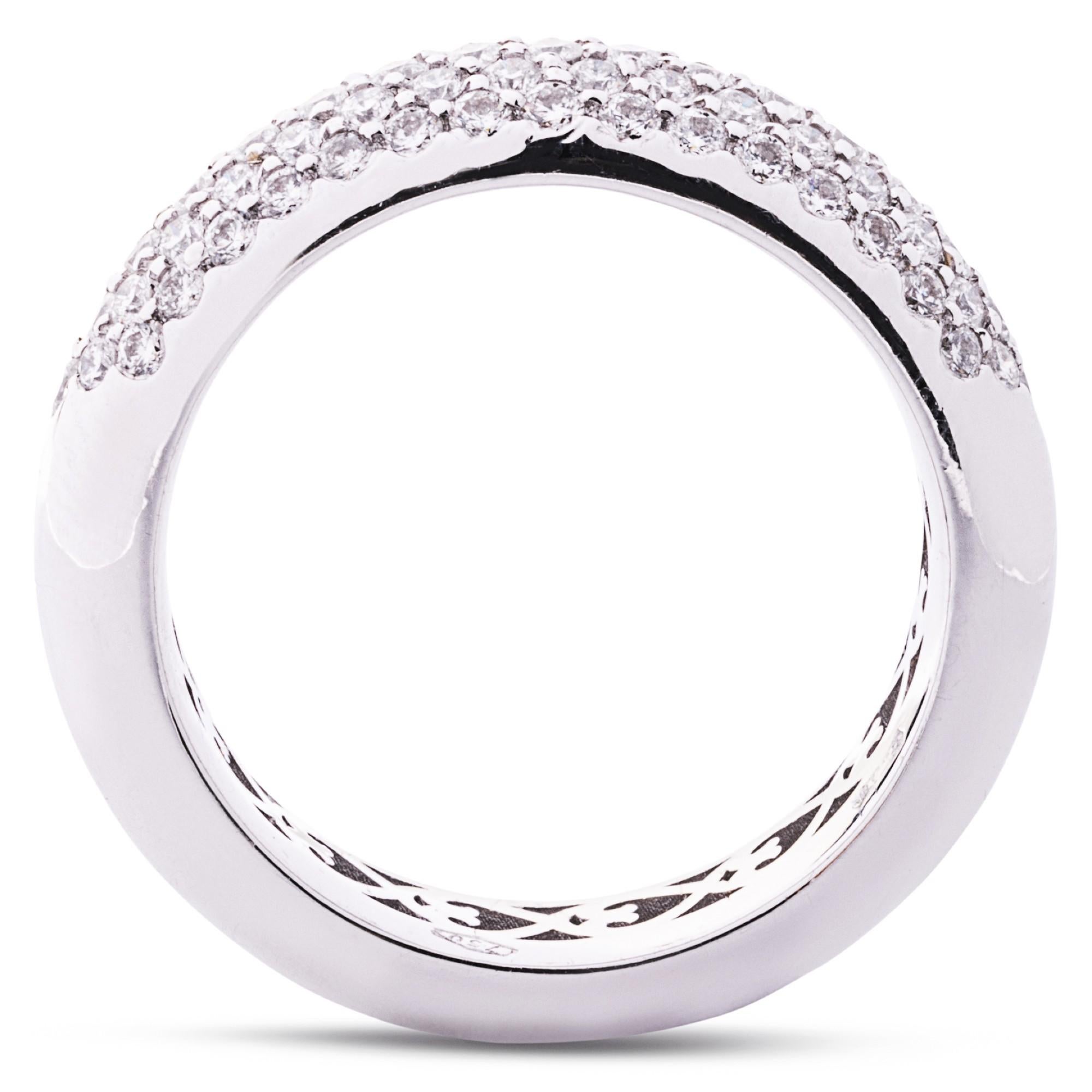 Alex Jona White Diamond Pavé 18 Karat White Gold Band Ring For Sale 1