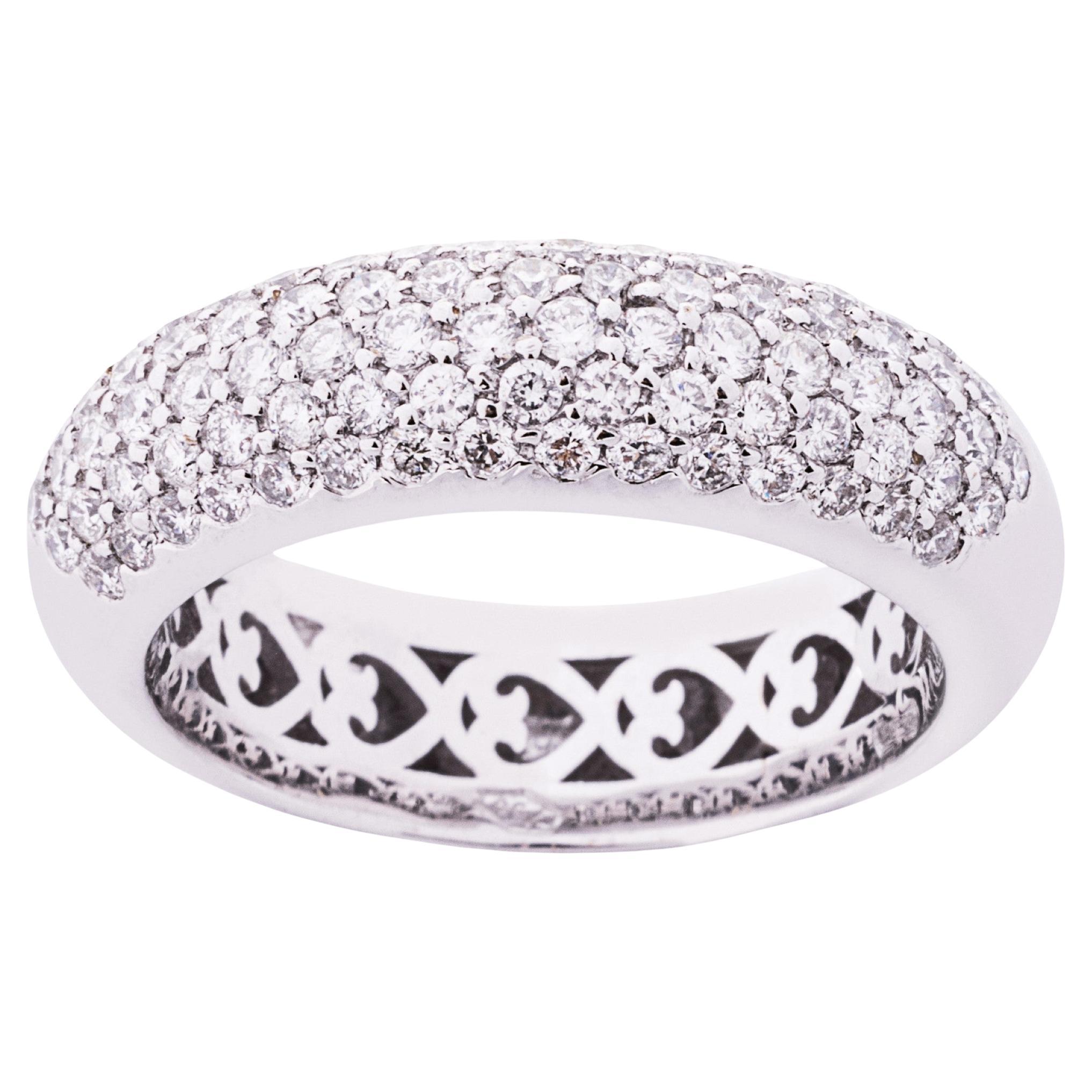 Alex Jona White Diamond Pavé 18 Karat White Gold Band Ring For Sale