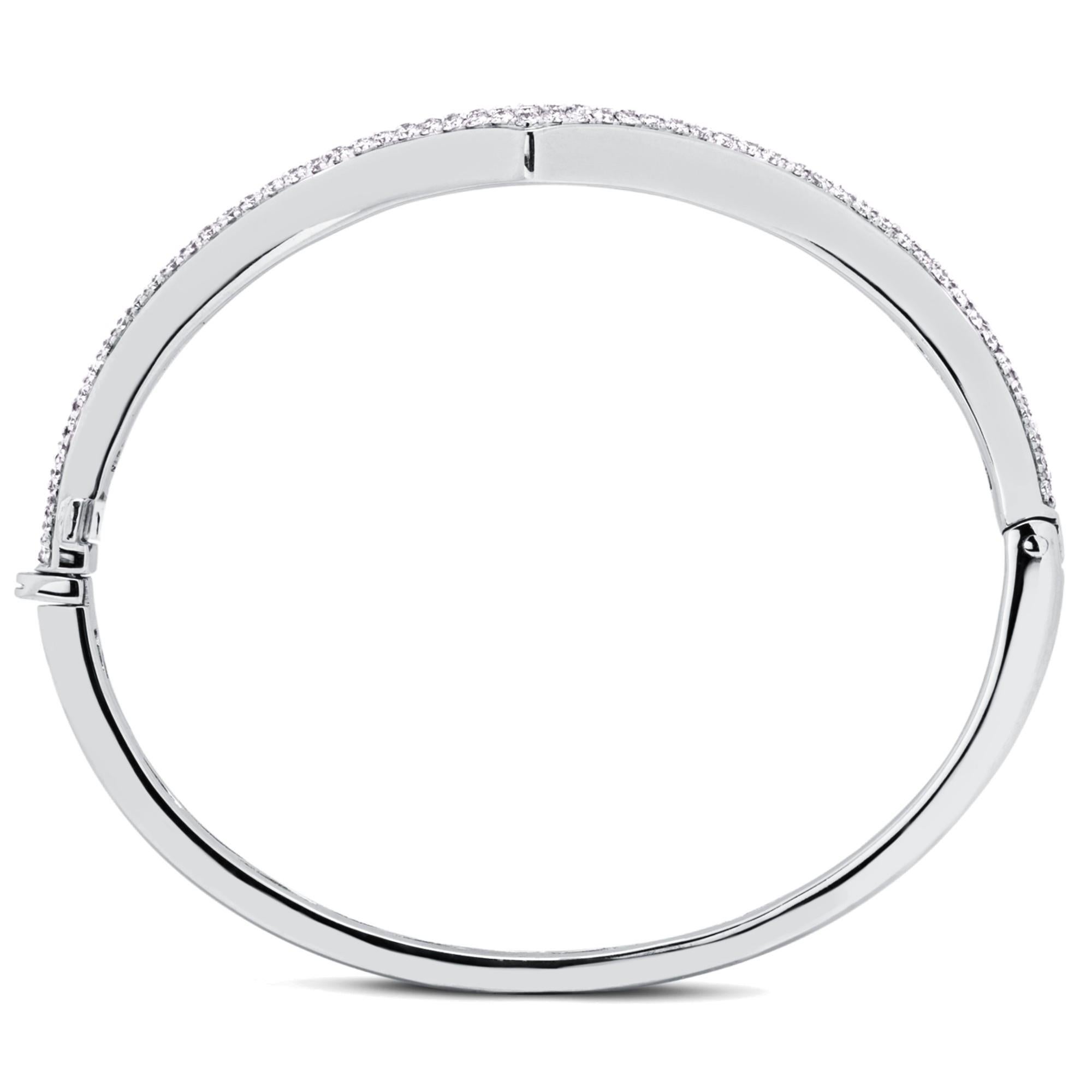 Women's Alex Jona White Diamond Pavé 18 Karat White Gold Bangle Bracelet For Sale