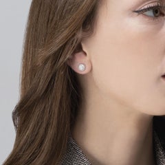 Pendientes semiesféricos de oro blanco de 18 quilates con pavé de diamantes blancos Alex Jona