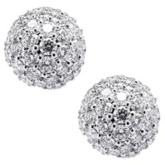 Alex Jona White Diamond Pavé 18 Karat White Gold Semi Sphere Stud Earrings