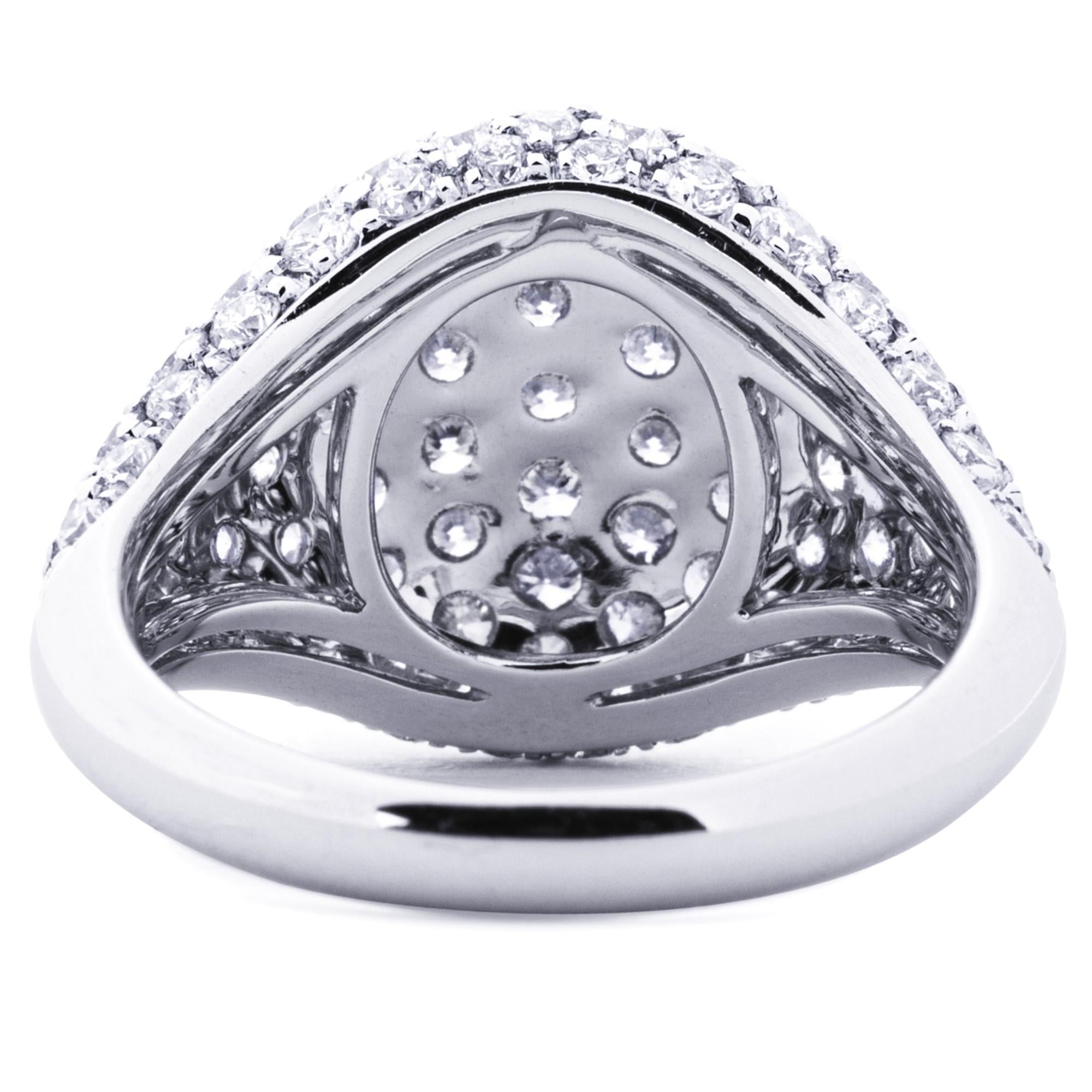 Women's Alex Jona White Diamond Pavé 18 Karat White Gold Signet Ring For Sale