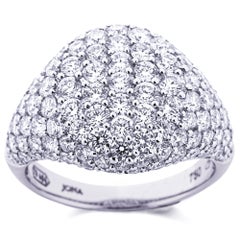 Alex Jona White Diamond Pavé 18 Karat White Gold Signet Ring