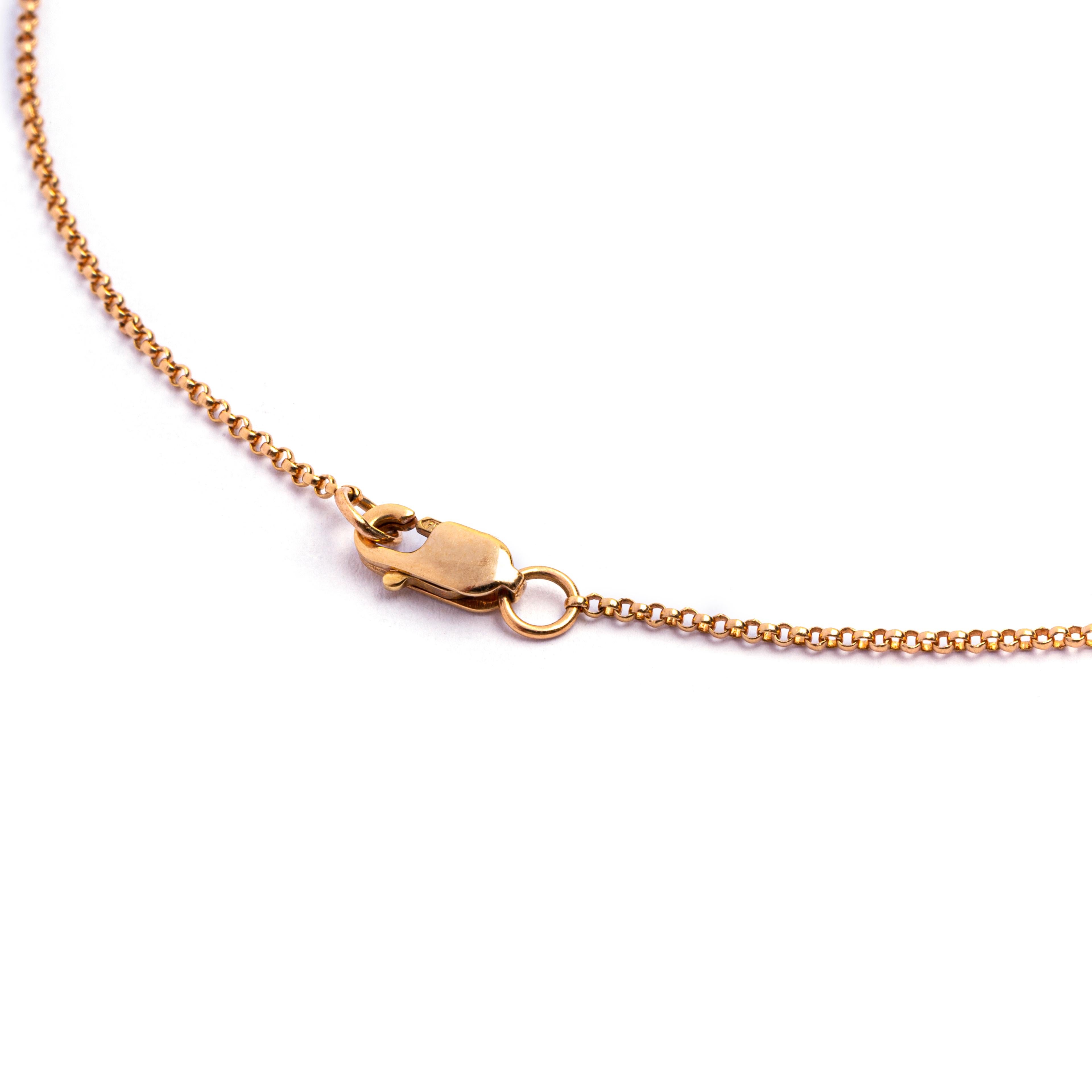 Alex Jona design collection, hand crafted in Italy, 18 karat rose gold, diamond pavé pebble pendant necklace, set with 96 white diamonds weighing 2.03 carats, F color, VVS1 clarity.  Total length: 16 in./40.5 cm.
Alex Jona jewels stand out, not