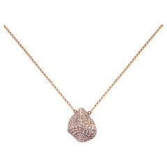 Alex Jona White Diamond Pavé Pebble 18 Karat Rose Gold Pendant Necklace