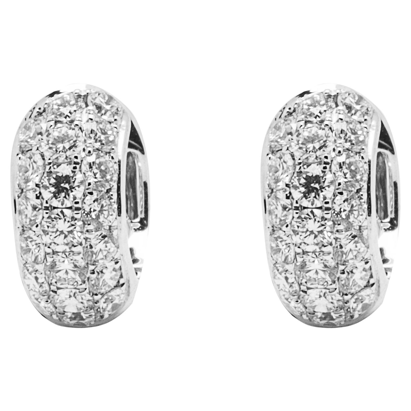 Jona White Diamond 18 Karat White Gold Hoop Earrings For Sale at 1stDibs