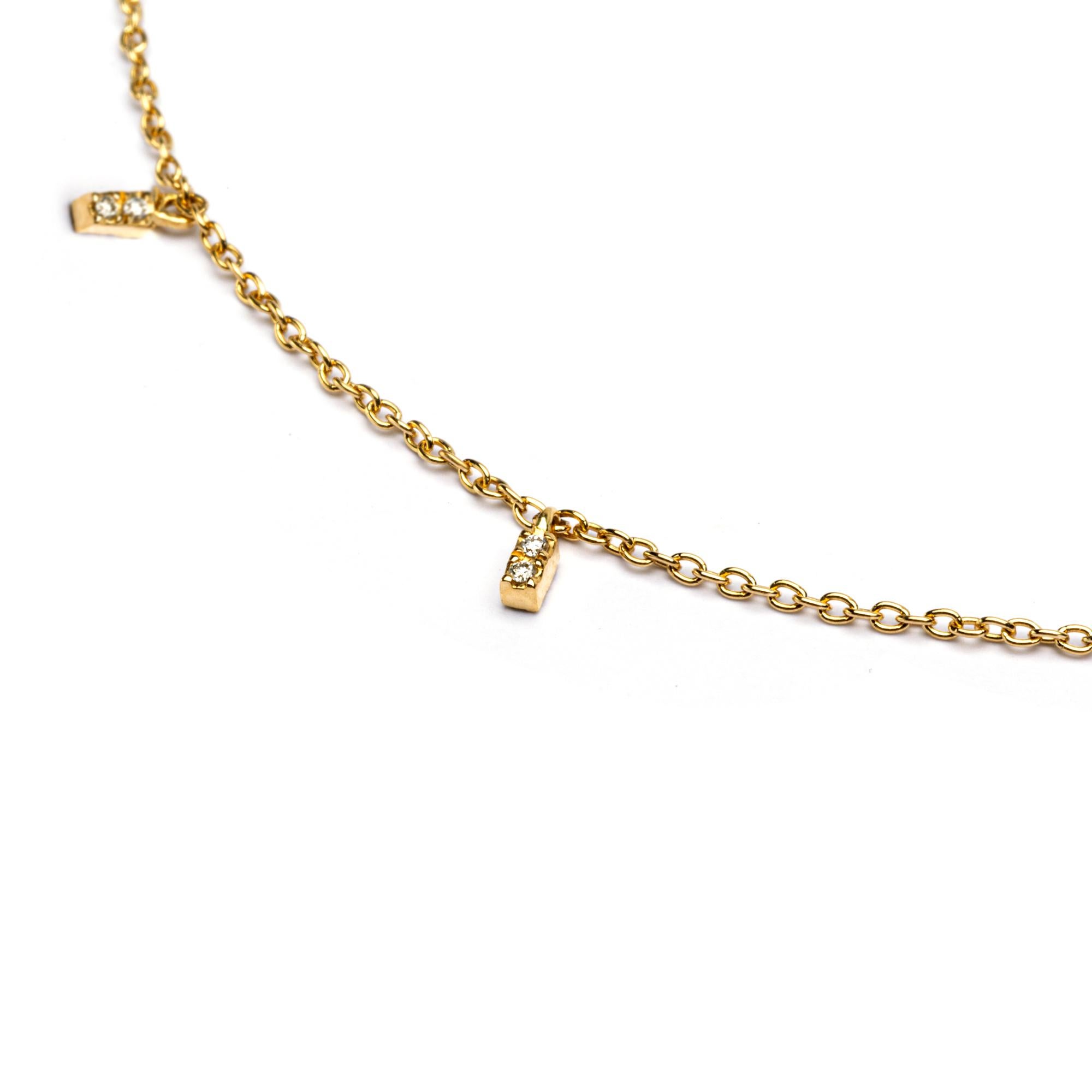 Alex Jona Lange Halskette, weißer Diamant Peluche 18 Karat Gelbgold (Zeitgenössisch) im Angebot