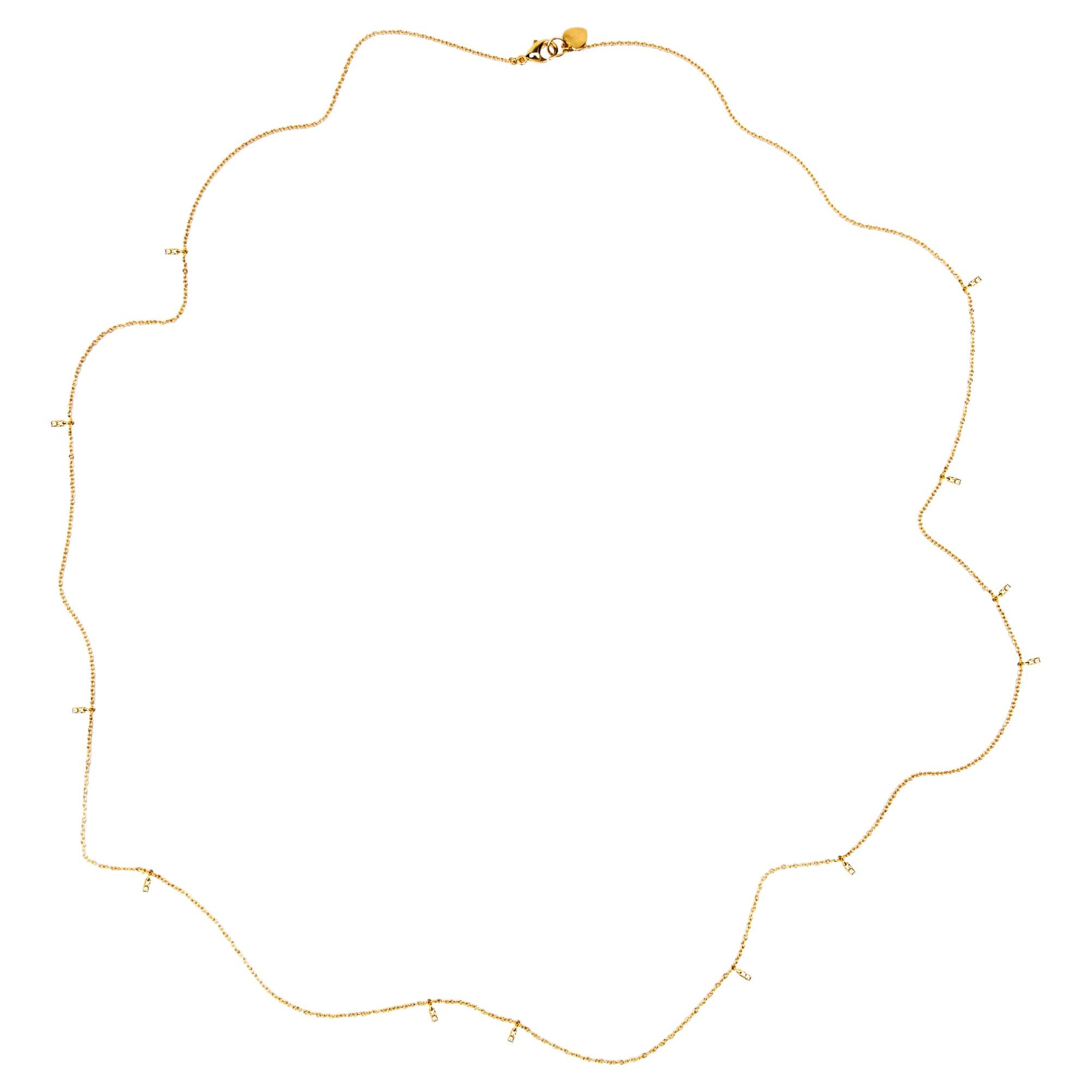 Alex Jona Lange Halskette, weißer Diamant Peluche 18 Karat Gelbgold