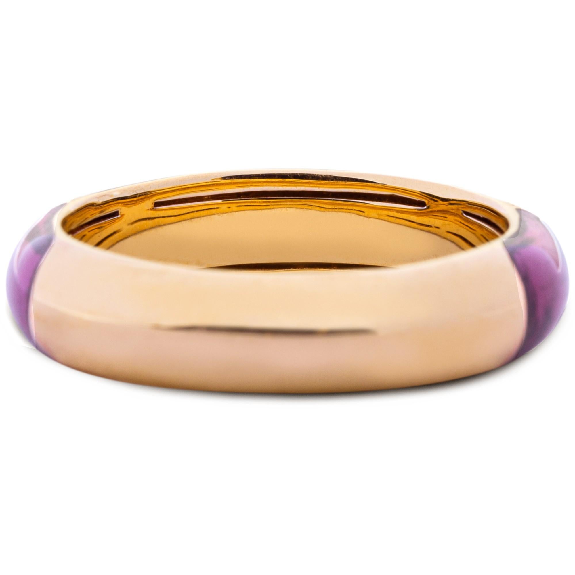 Donna Alex Jona Anello a fascia in oro rosa 18 carati con diamante bianco e smalto rosa in vendita