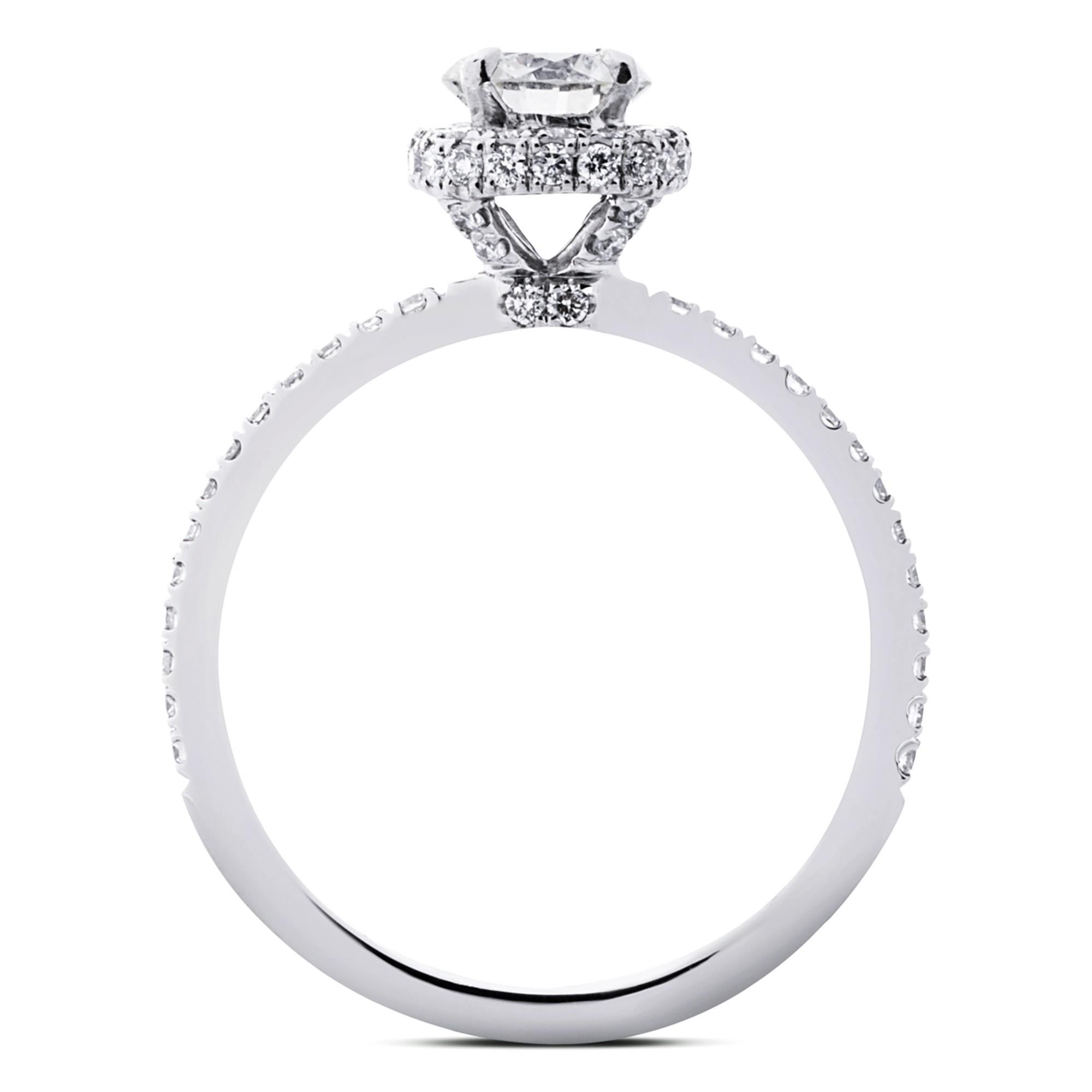 Alex Jona White Diamond Platinum Basket Solitaire Ring For Sale 1