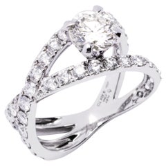 Alex Jona White Diamond Platinum Crossover Ring