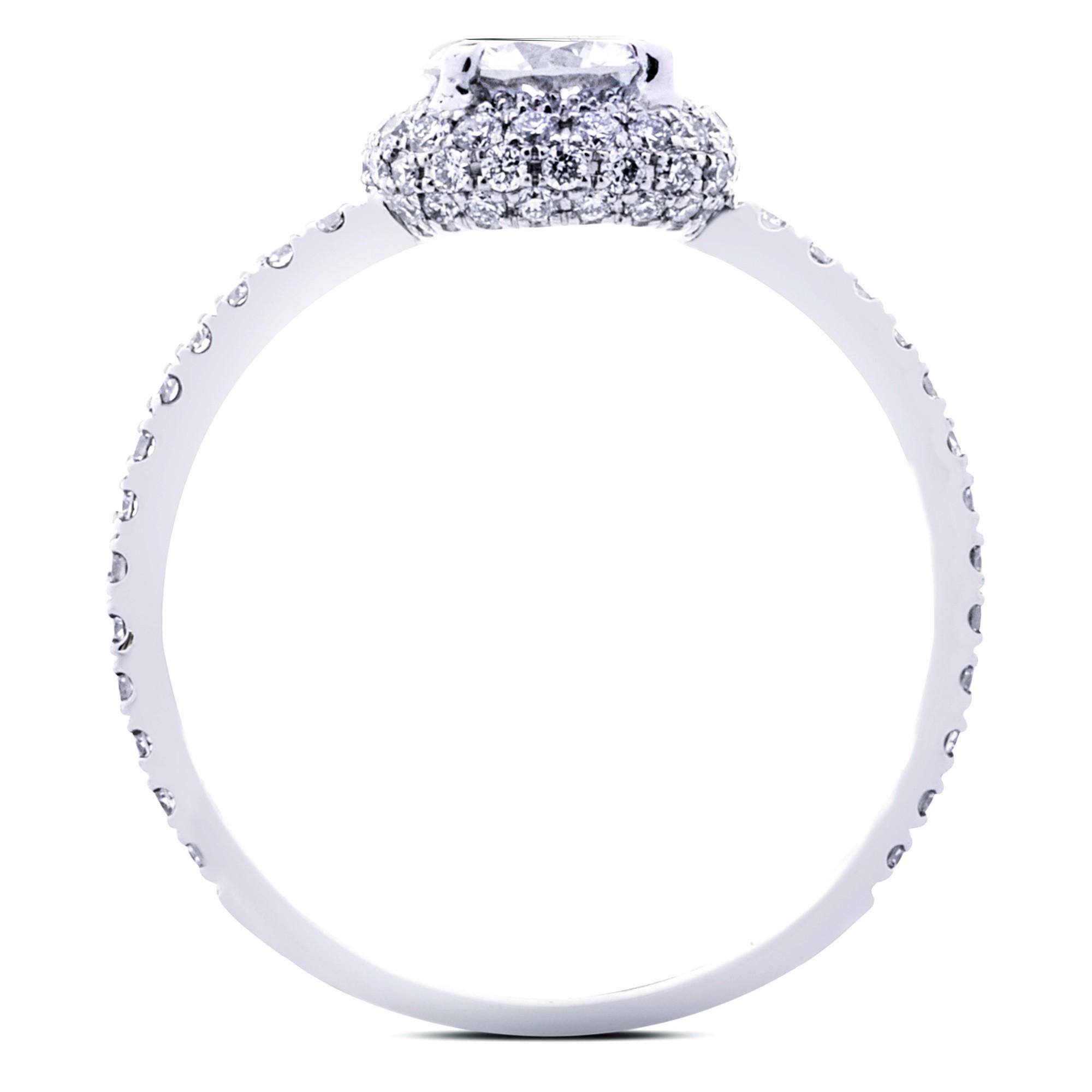 Alex Jona White Diamond Platinum Cushion Solitaire Ring For Sale 1
