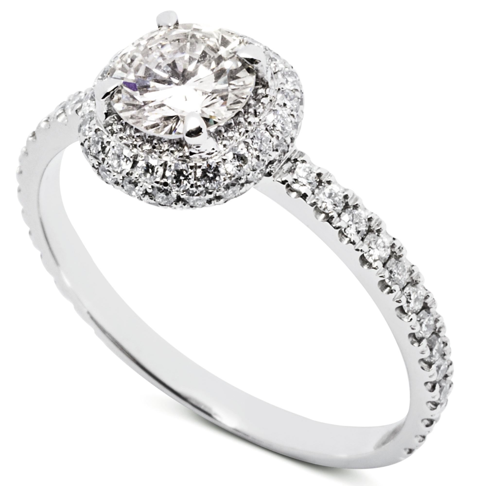 Alex Jona White Diamond Platinum Cushion Solitaire Ring For Sale