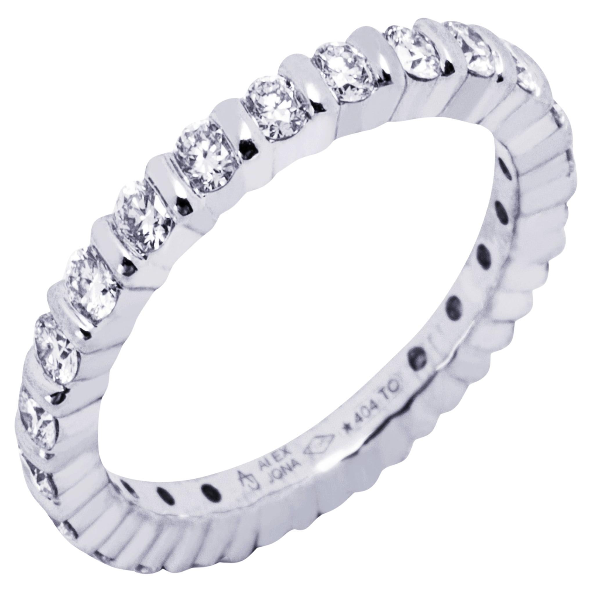 Alex Jona White Diamond Platinum Eternity Band Ring