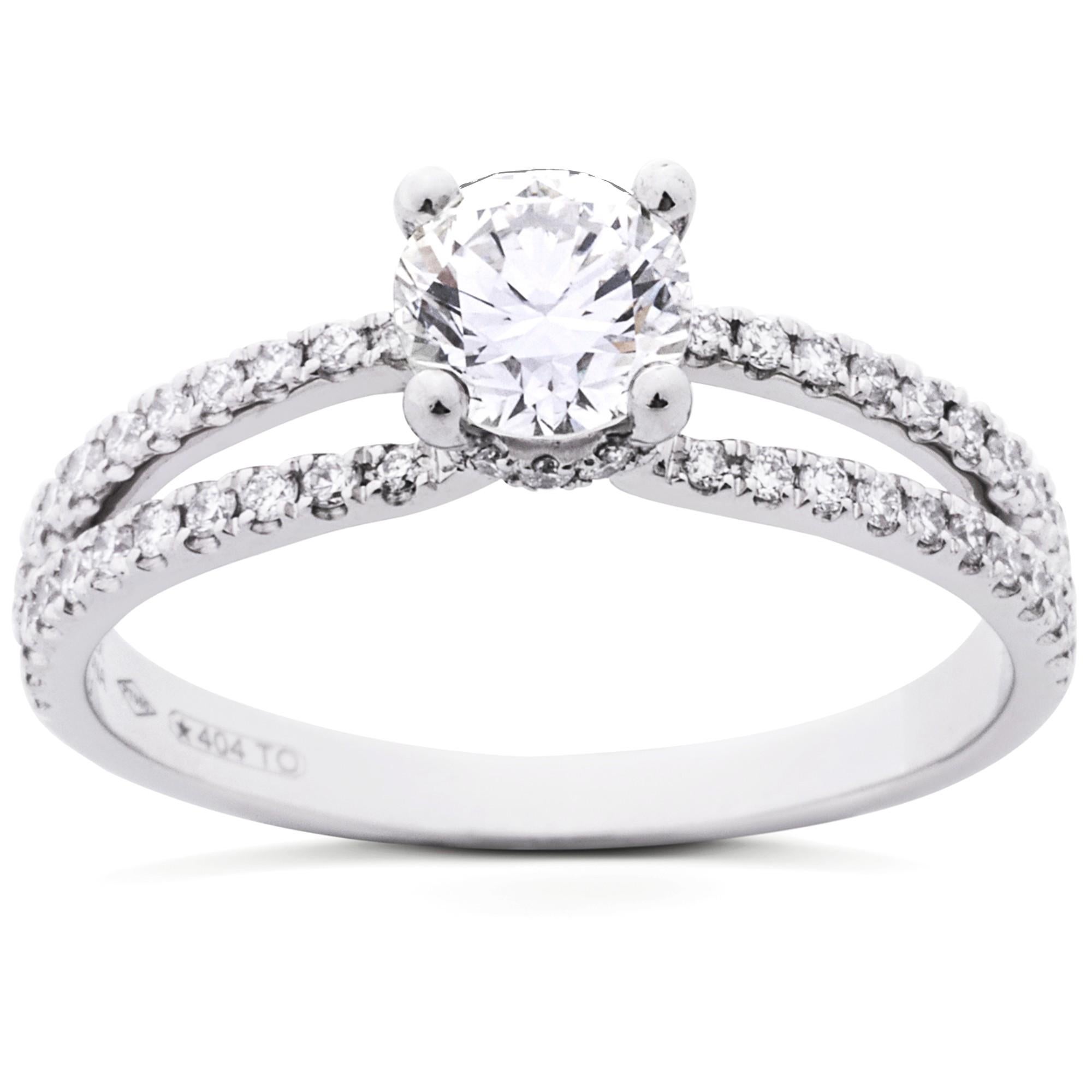 Alex Jona White Diamond Platinum Solitaire Ring For Sale