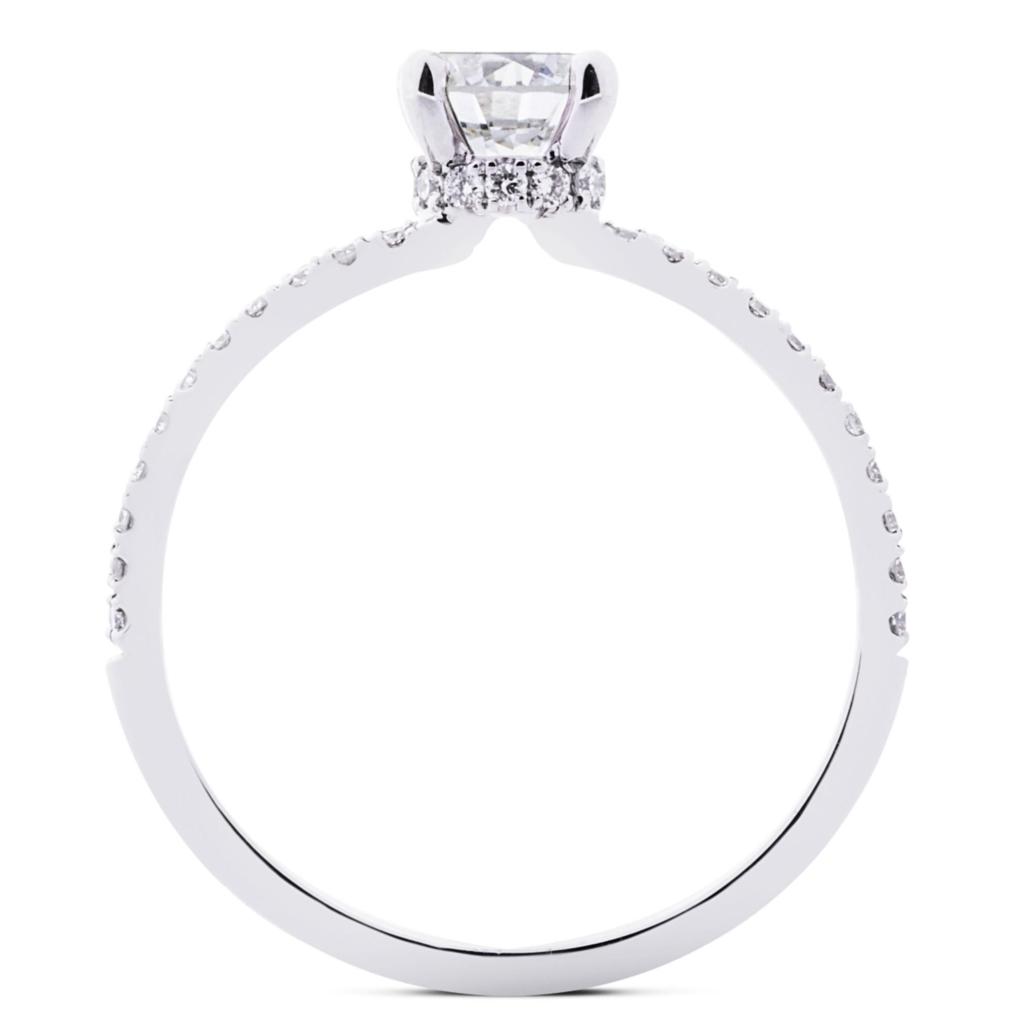Round Cut Alex Jona White Diamond Platinum Solitaire Ring For Sale