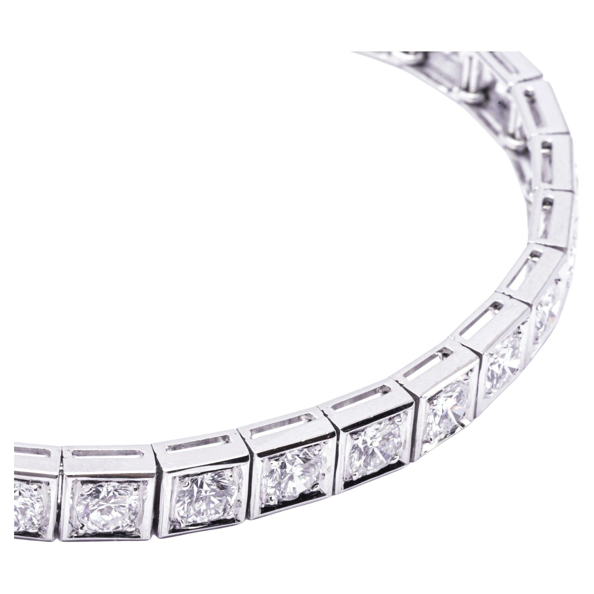 Contemporary Alex Jona White Diamond Platinum Tennis Bracelet For Sale