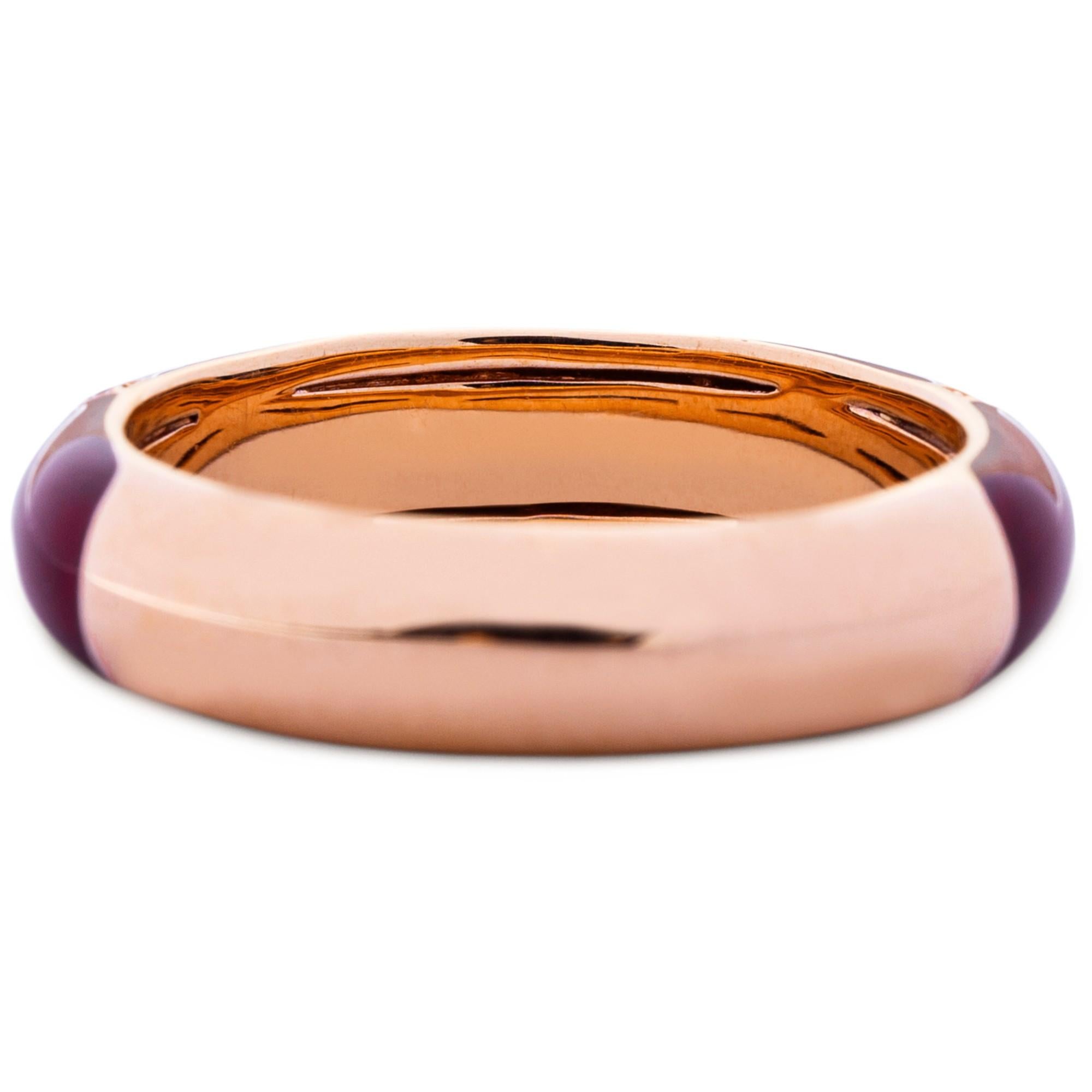 Women's Alex Jona White Diamond Red Enamel 18 Karat Rose Gold Band Ring For Sale