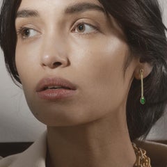 Alex Jona Ohrringe aus 18 Karat Gelbgold mit weißem Diamanten, rotem Spinell und Tsavorit