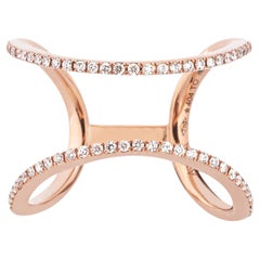 Alex Jona White Diamond Rose Gold Wave Open Band Ring