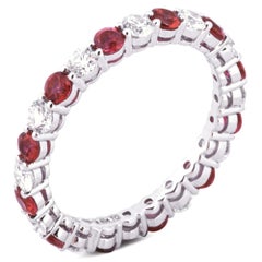 Alex Jona White Diamond Ruby 18 Karat White Gold Eternity Band Ring