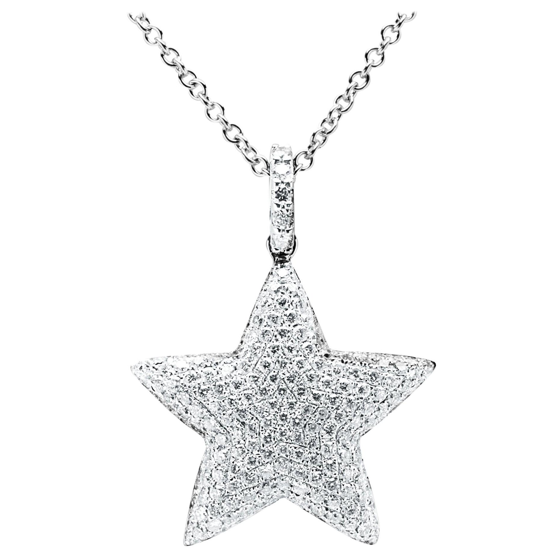 Alex Jona, collier pendentif étoile en or blanc 18 carats et diamants blancs